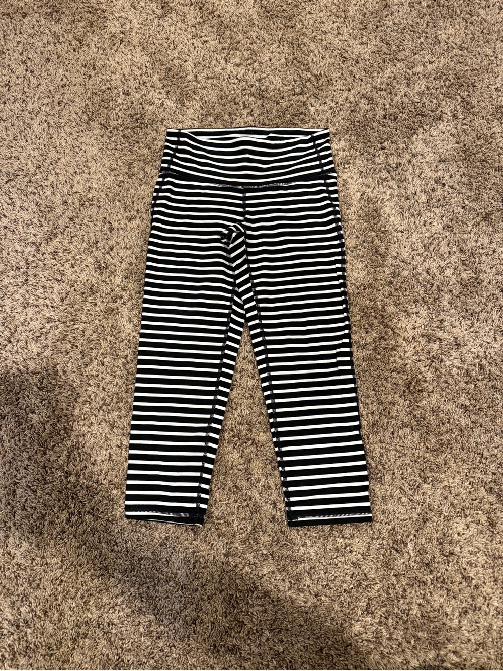 Athleta Black and White Striped Capri Leggings
